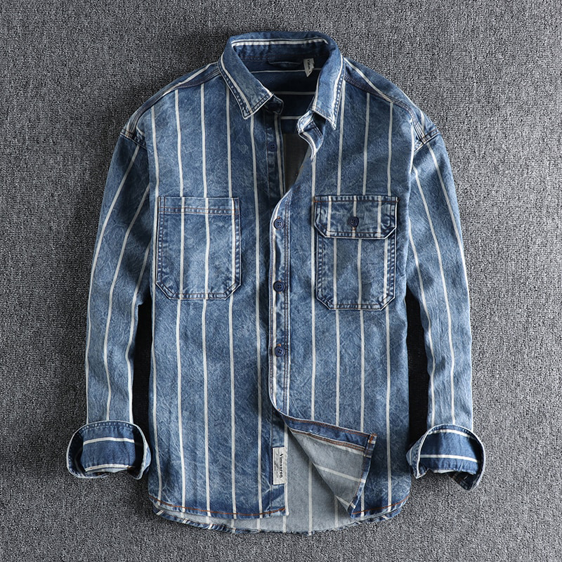Modern gestreiftes Jeanshemd - Lars