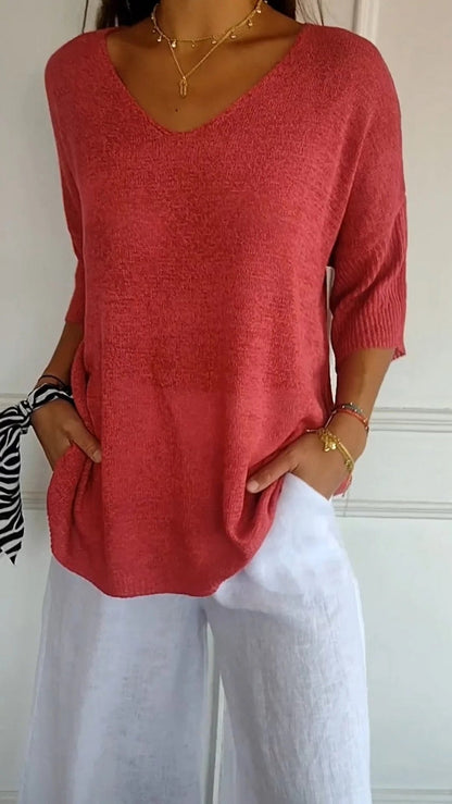 Moderner Irina V-Ausschnittpullover für frische Frühlingsstyles