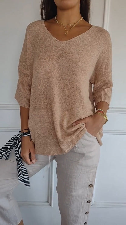 Moderner Irina V-Ausschnittpullover für frische Frühlingsstyles