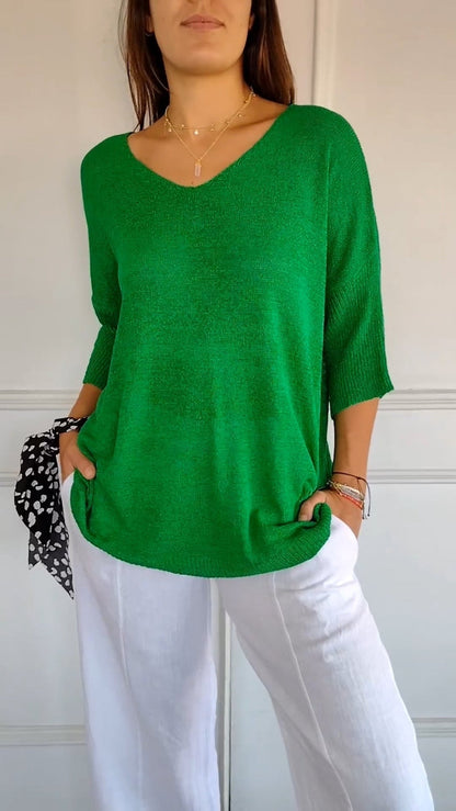 Moderner Irina V-Ausschnittpullover für frische Frühlingsstyles