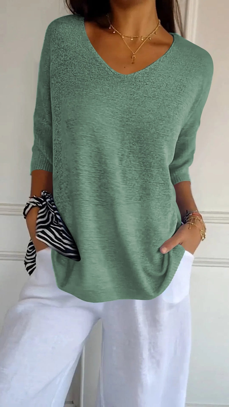 Moderner Irina V-Ausschnittpullover für frische Frühlingsstyles