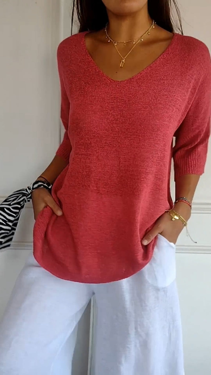 Moderner Irina V-Ausschnittpullover für frische Frühlingsstyles