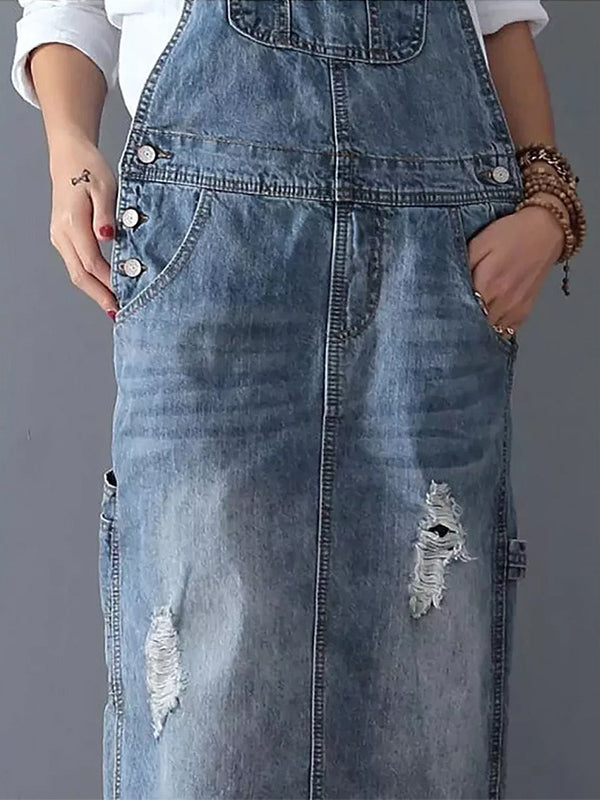 Modernes Denim-Latzkleid von Elarova