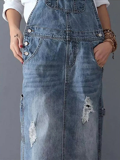 Modernes Denim-Latzkleid von Elarova