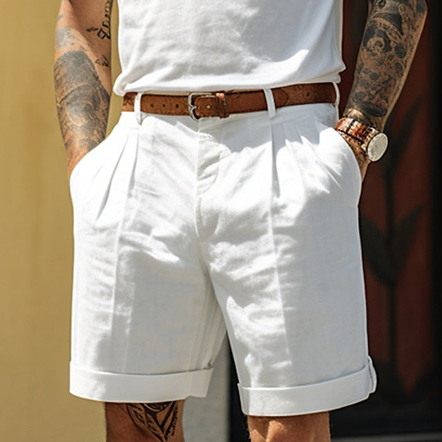 Modische Herren-Leinen-Shorts mit Falten für den Sommer von Isfried