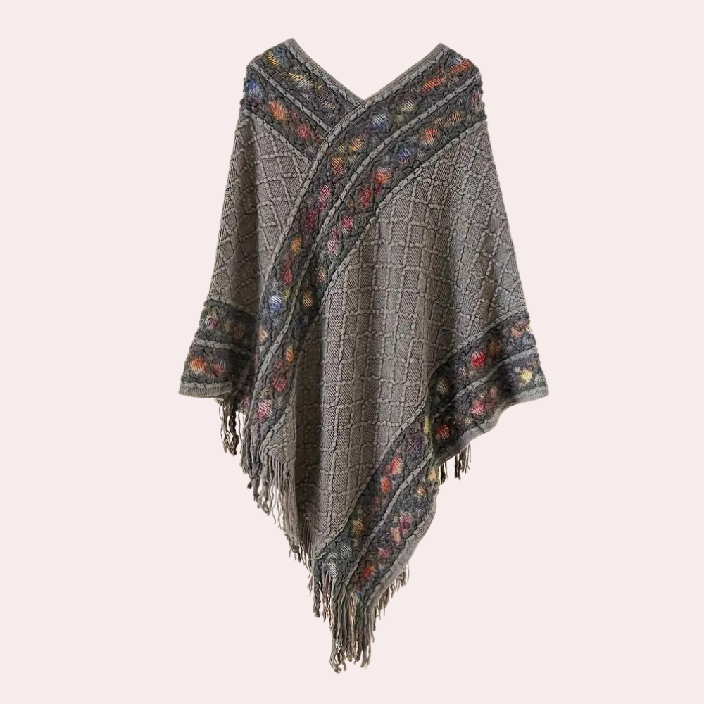 Modischer Boho-Poncho von Zoi für Damen mit V-Ausschnitt
