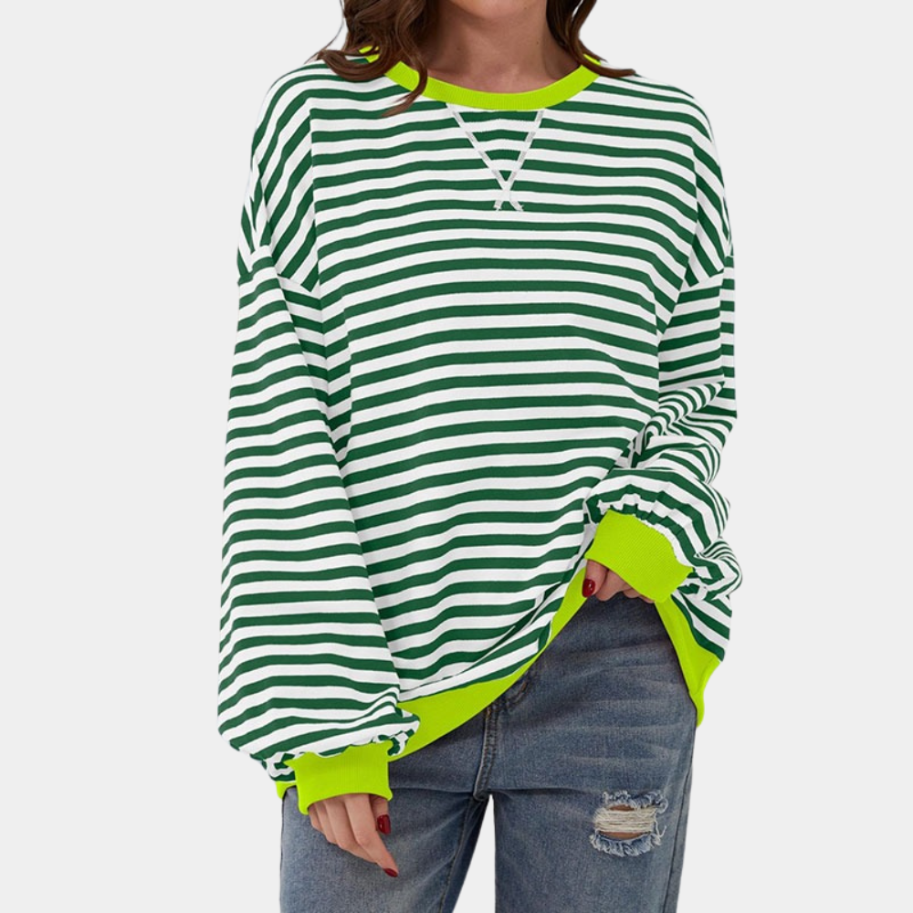 Modischer Damen-Pullover mit Streifen in Übergröße - Gioia