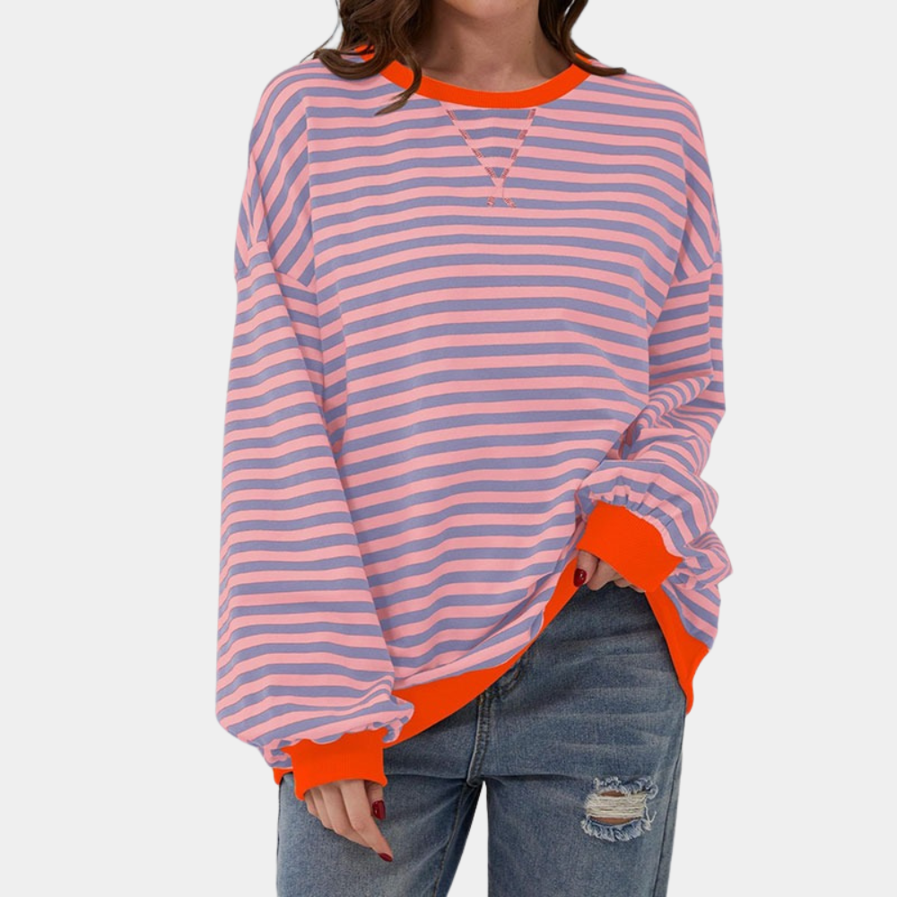 Modischer Damen-Pullover mit Streifen in Übergröße - Gioia
