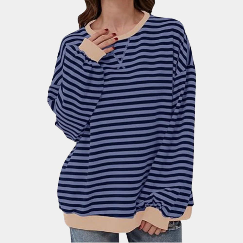Modischer Damen-Pullover mit Streifen in Übergröße - Gioia