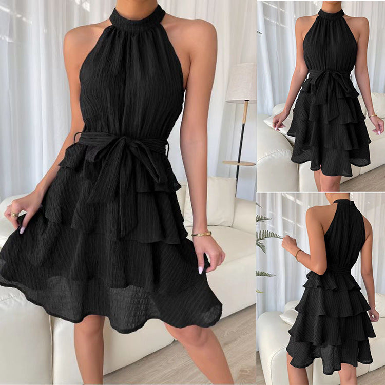 Neckholder-Rüschenkleid von Elarova (ärmellos)