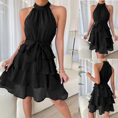 Neckholder-Rüschenkleid von Elarova (ärmellos)