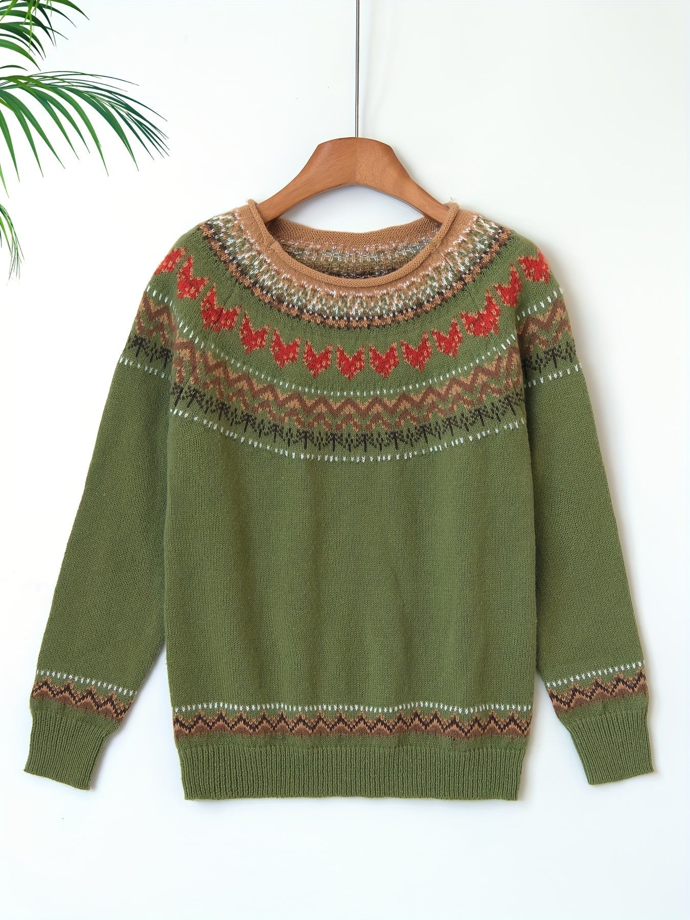 Norweger Grobstrickpullover Damen | Mit Hohem Kragen