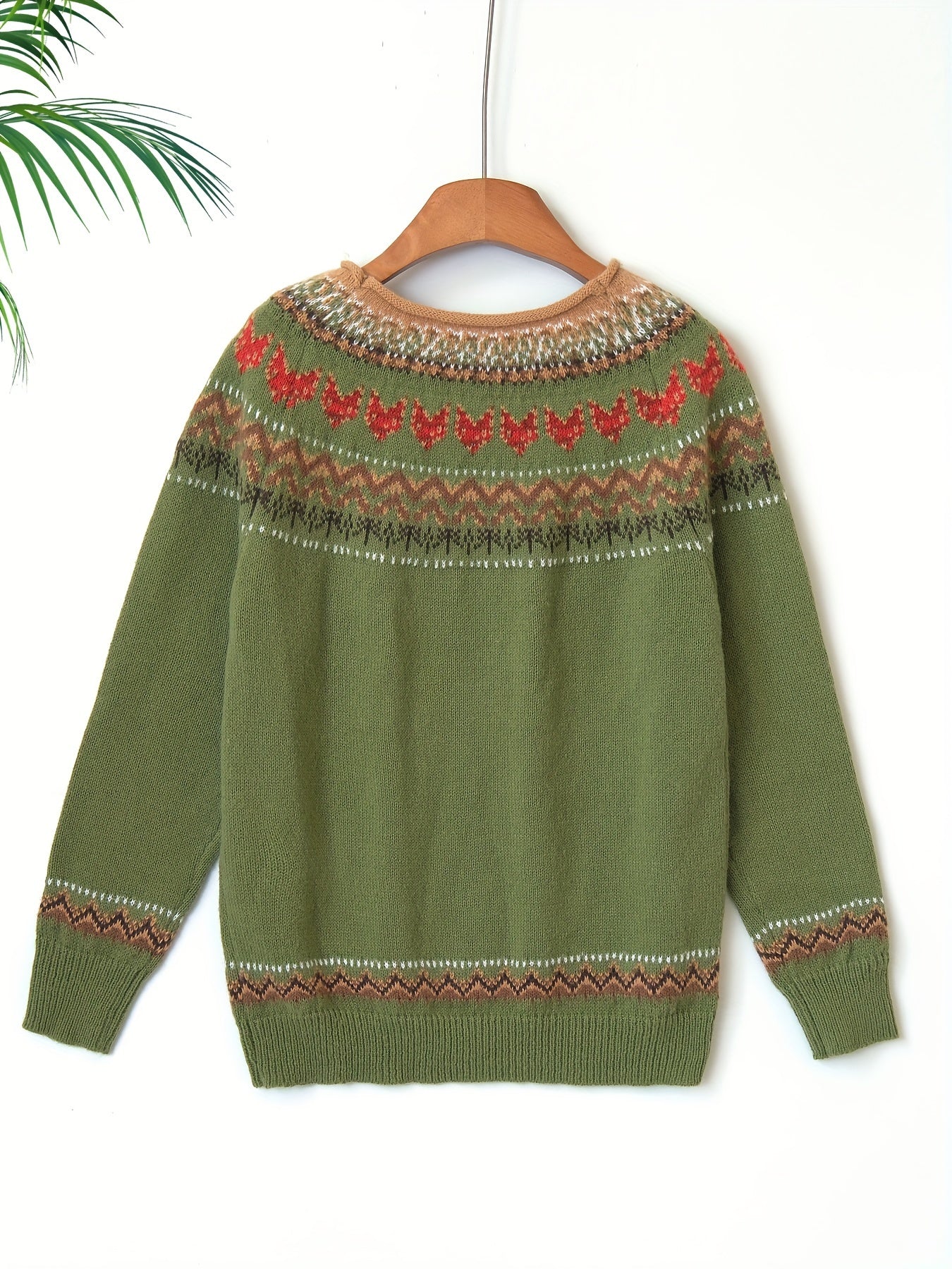 Norweger Grobstrickpullover Damen | Mit Hohem Kragen