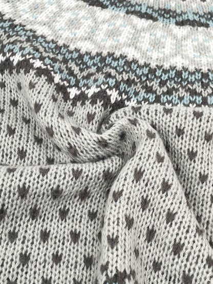 Norweger Grobstrickpullover | Langarm mit Jacquard-Muster