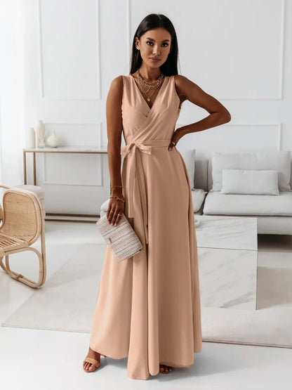 W&W™ – Damen Abendkleid mit V-Ausschnitt Elegantes Dunkelgrün Maxi-Design-5