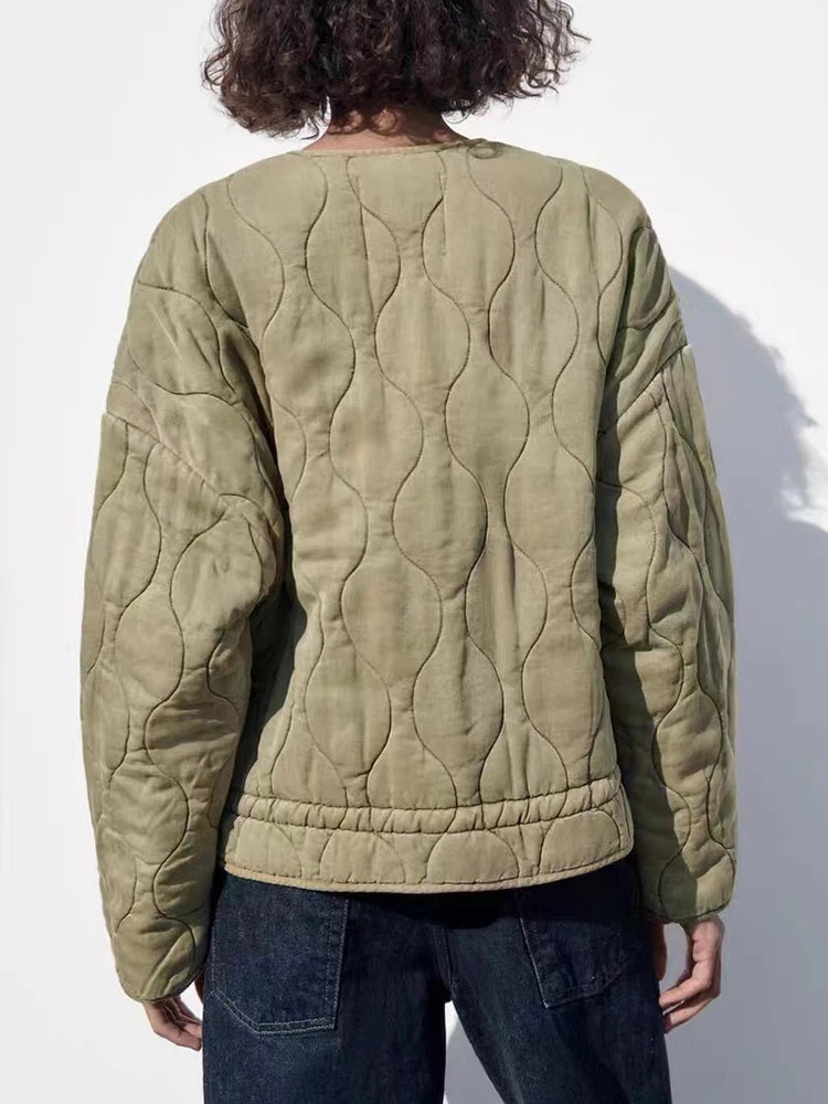 Elarova |  Oversized Vintage Gepolsterte Damenjacke