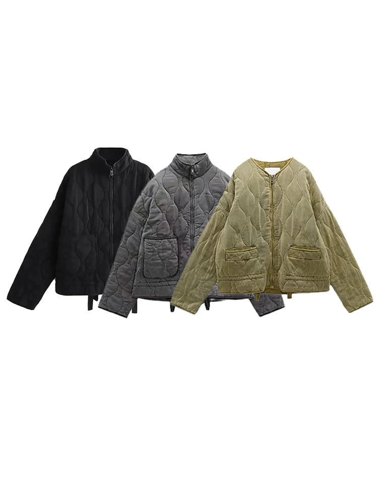 Elarova |  Oversized Vintage Gepolsterte Damenjacke