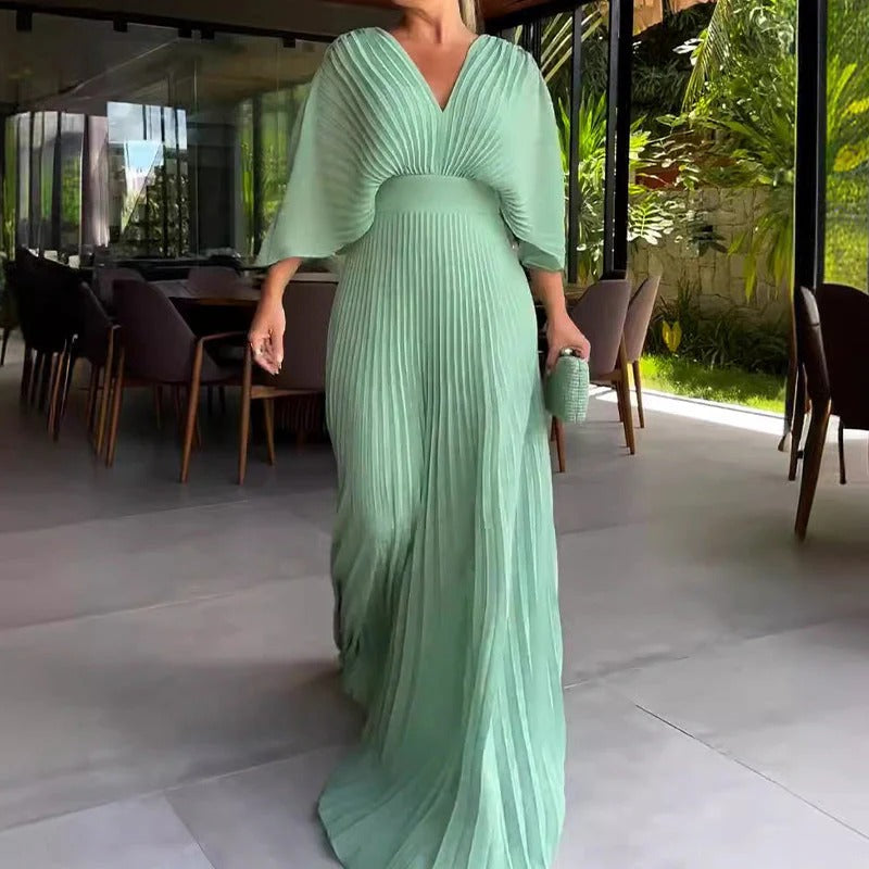 Plisea™ – Klassisches Elegantes Midikleid mit Plissee