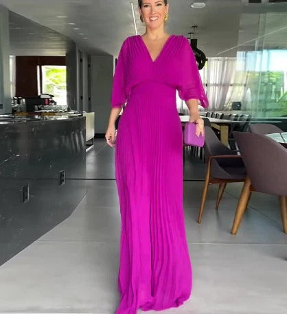 Plisea™ – Klassisches Elegantes Midikleid mit Plissee
