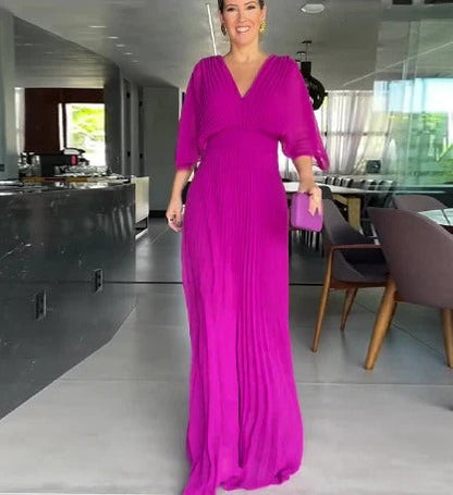 Plisea™ – Klassisches Elegantes Midikleid mit Plissee