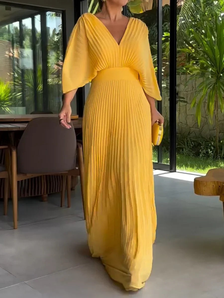Plisea™ – Klassisches Elegantes Midikleid mit Plissee