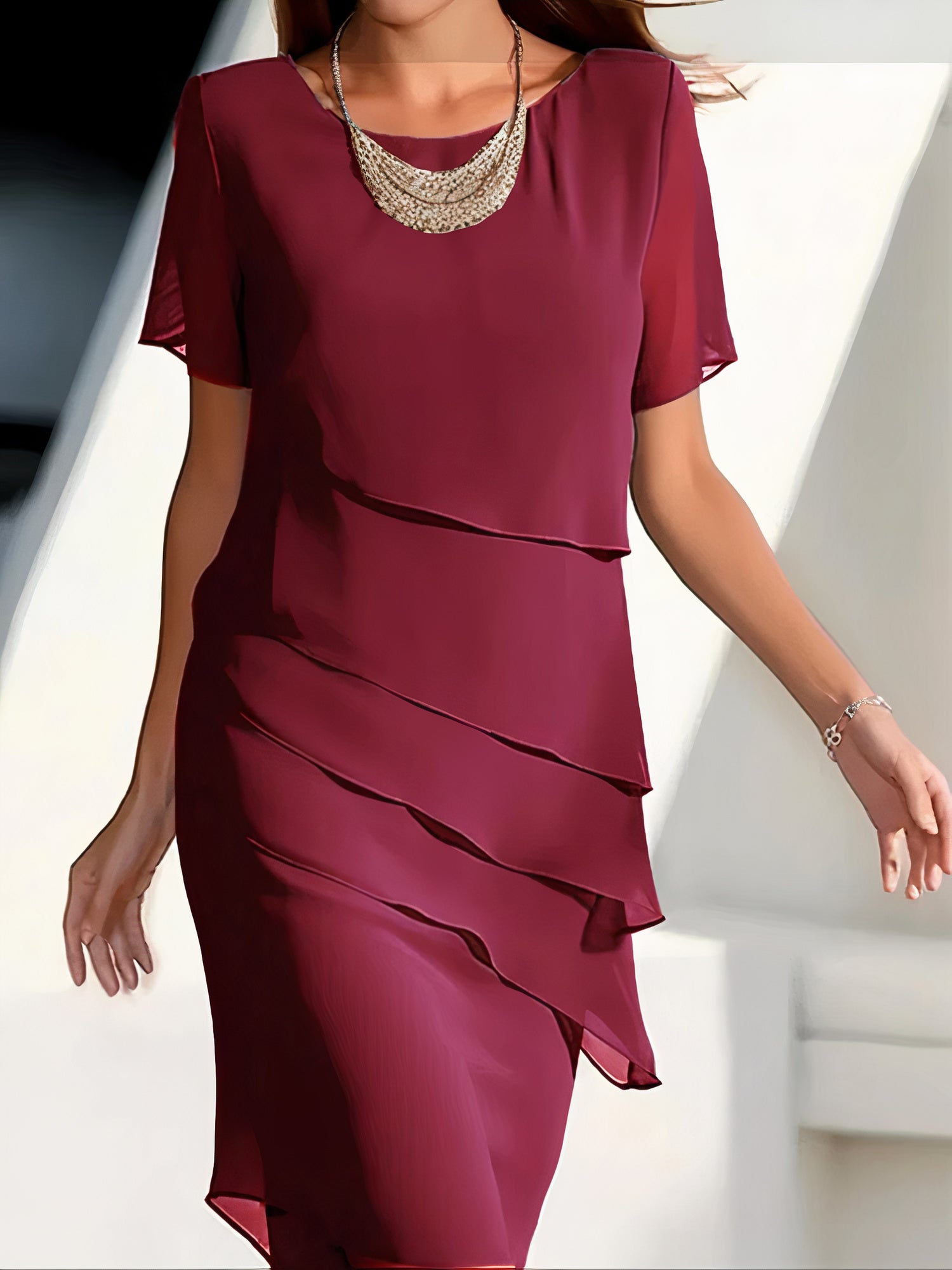 Plissiertes Chiffonkleid Una