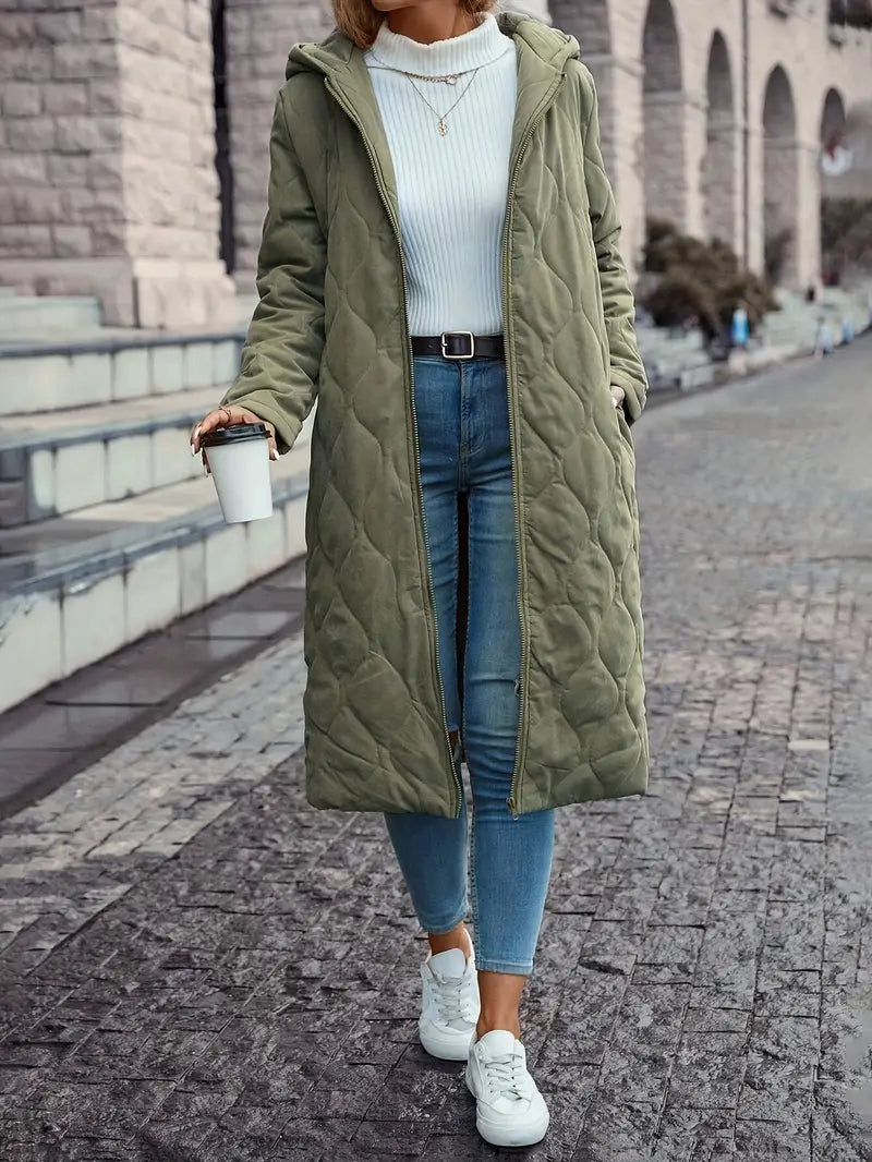 Polsterte Fleecejacke mit Kapuze