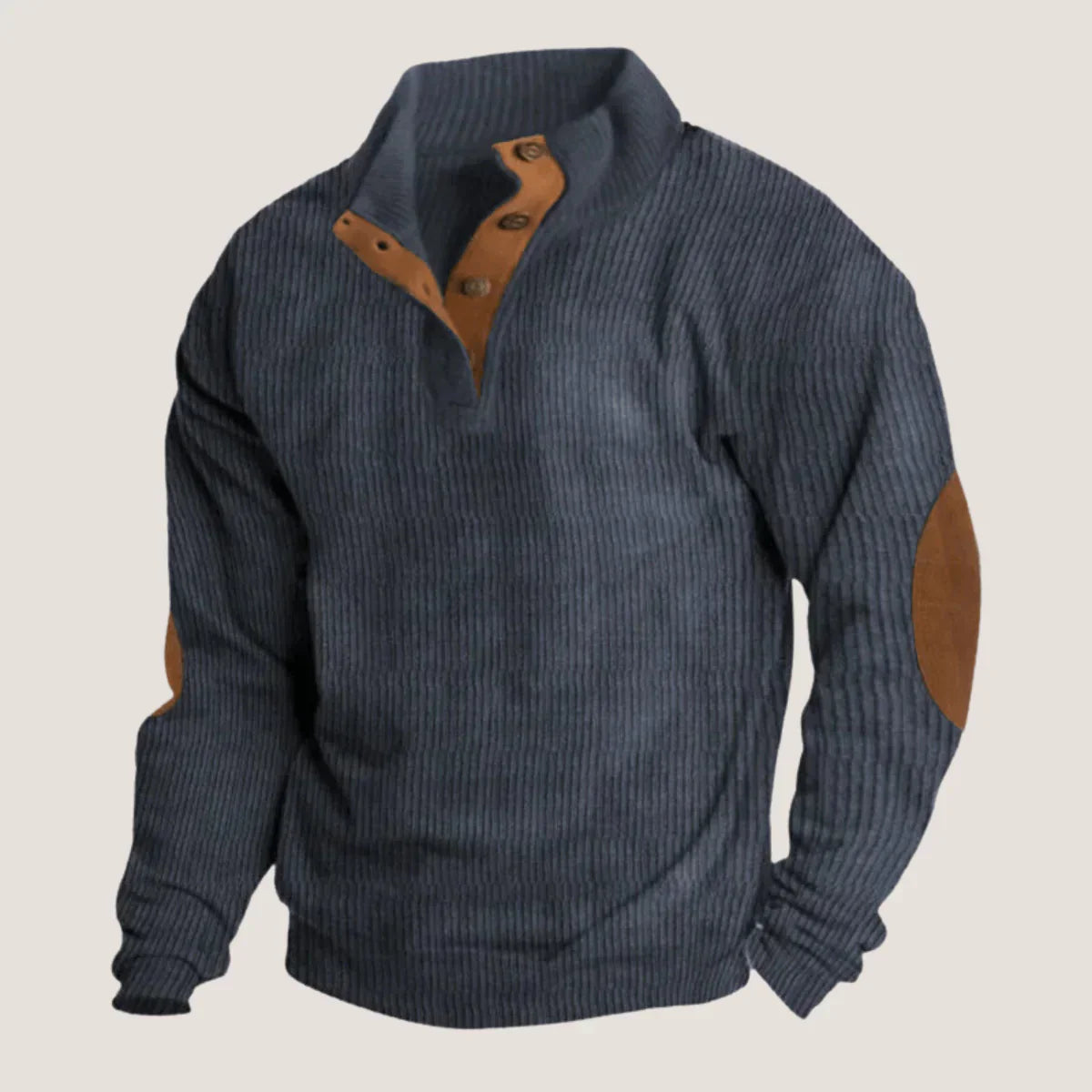 Pullover mit gerippten Details und Knöpfen - Caden