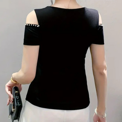 Damen Off Shoulder Top Sommer Oberteil Trendig