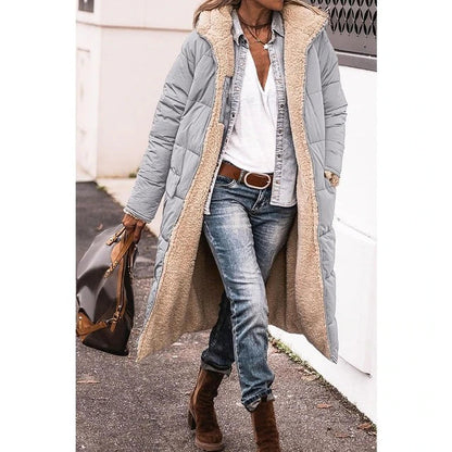Reversible Sherpa Fleece lange Puffermäntel mit Kapuze Oberbekleidung