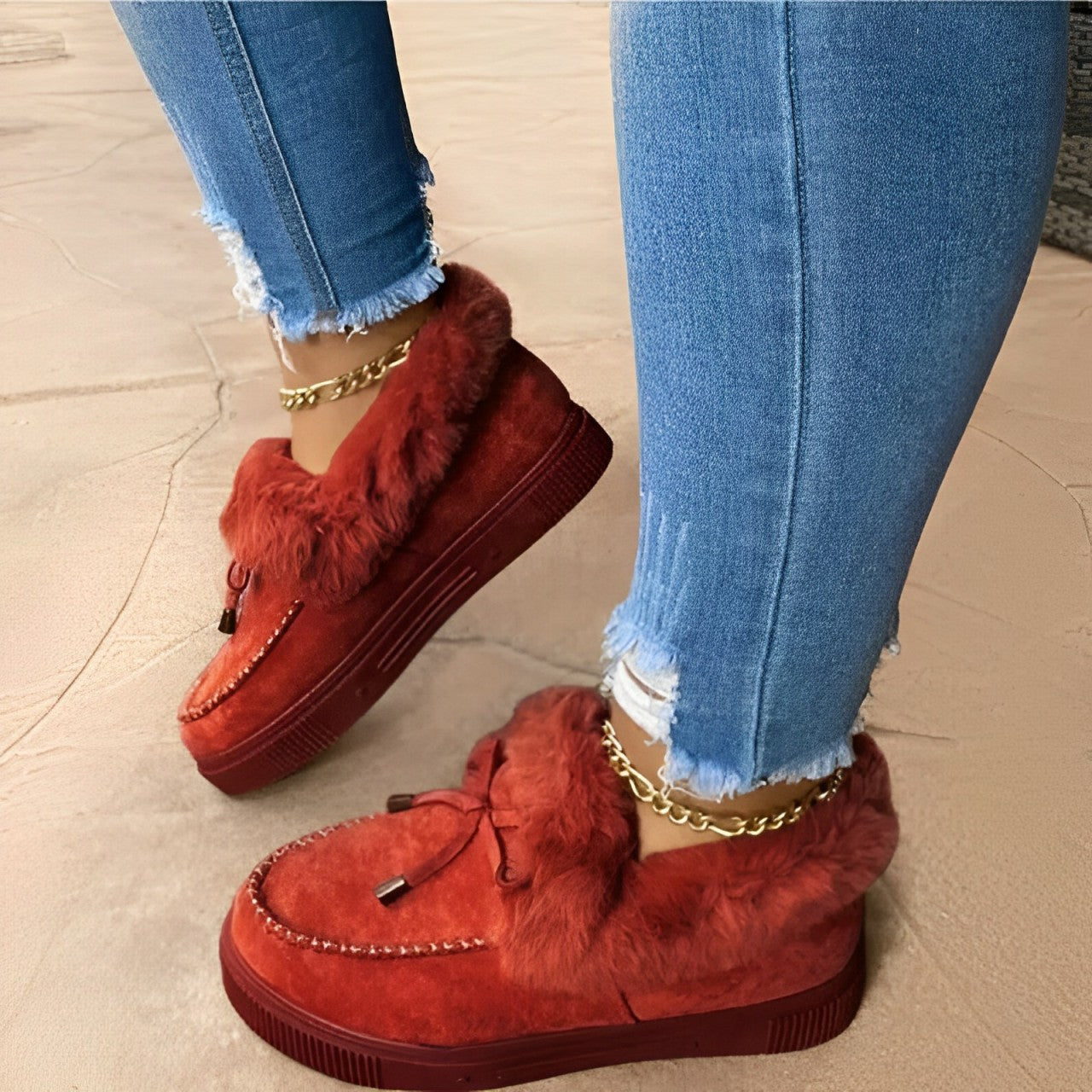Robuste Baumwollsamt-Schnürstiefel Jolie