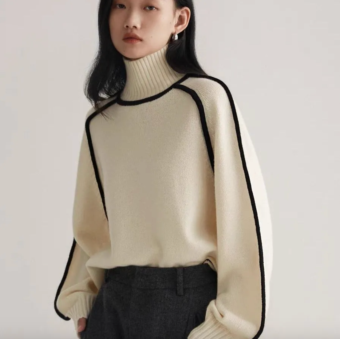 Rollkragenpullover Damen im Old-Money-Stil