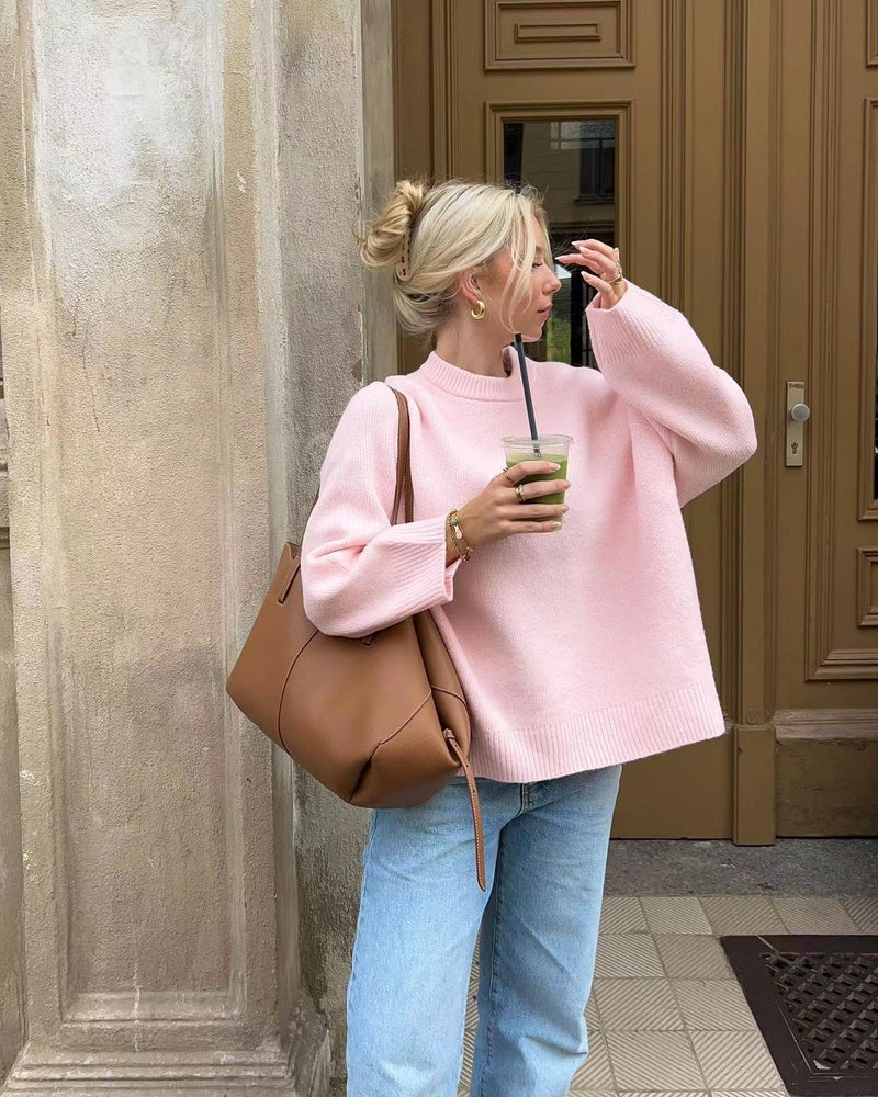 Rosafarbener Winterpullover: Modisch & bequem