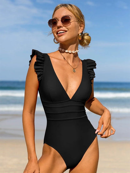 RuffleCharm™ – Femininer Rüschen Badeanzug für den perfekten Sommerlook