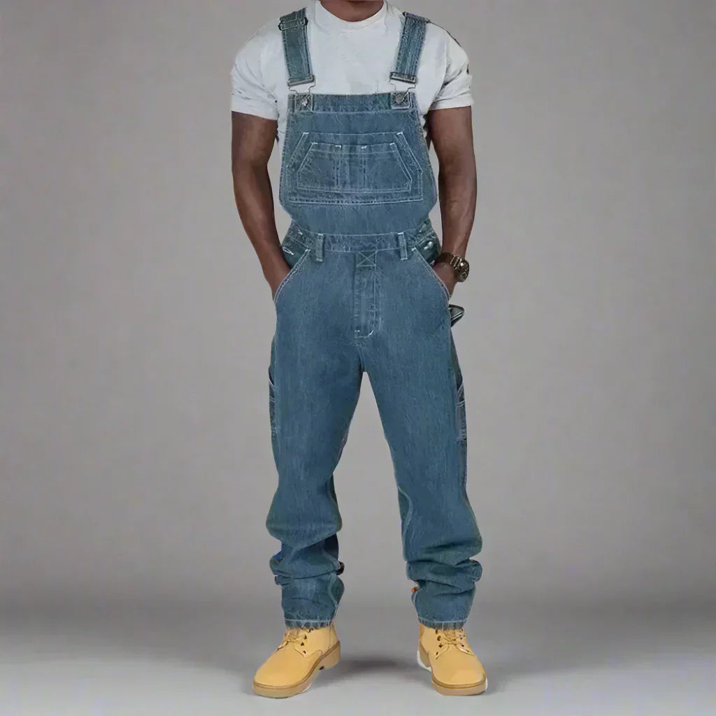 Herren Jeans Overall Slim Fit Bequem Splice Denim