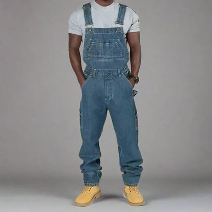 Herren Jeans Overall Slim Fit Bequem Splice Denim