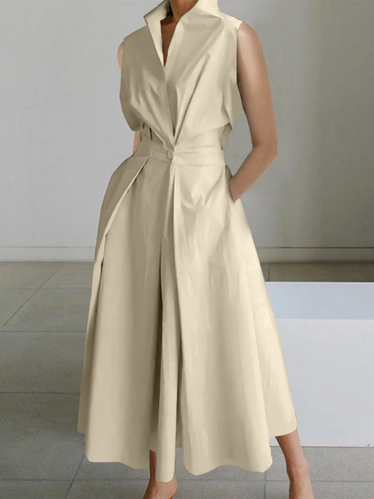 Eleanor™ – Damen Baumwollkleid Weiß mit Elegantem Hemdkragen & Stil-2