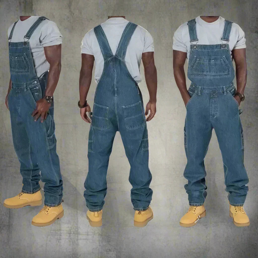 Herren Jeans Overall Slim Fit Bequem Splice Denim