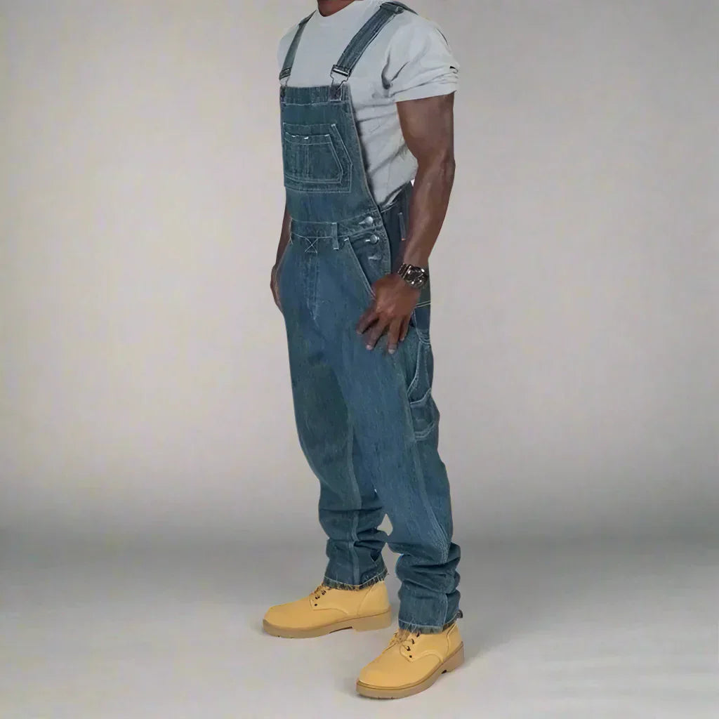 Herren Jeans Overall Slim Fit Bequem Splice Denim - Elarova