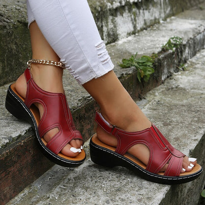 WOLFF™ – Damen Sandalen mit Orthopädischem Fußbett und Bequemem Keilabsatz-4