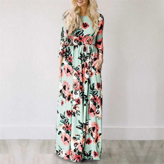 BohoChic™ – Damen Maxikleid Sommer Floral Druck Bequem & Stylish 1