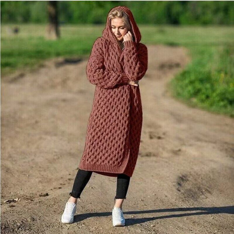 Sabinea - Warme Damen-Strickjacke mit Kapuze