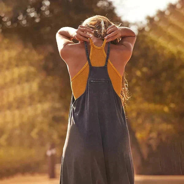 Damen Jumpsuit Locker Stylisch Mit Seitentaschen - Elarova