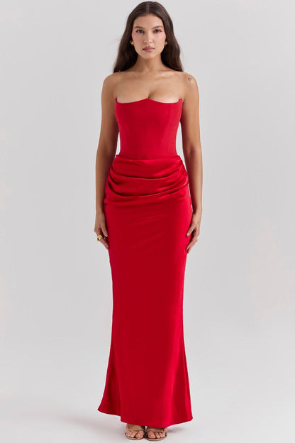 Satinella™ – Elegantes trägerloses Satin Abendkleid