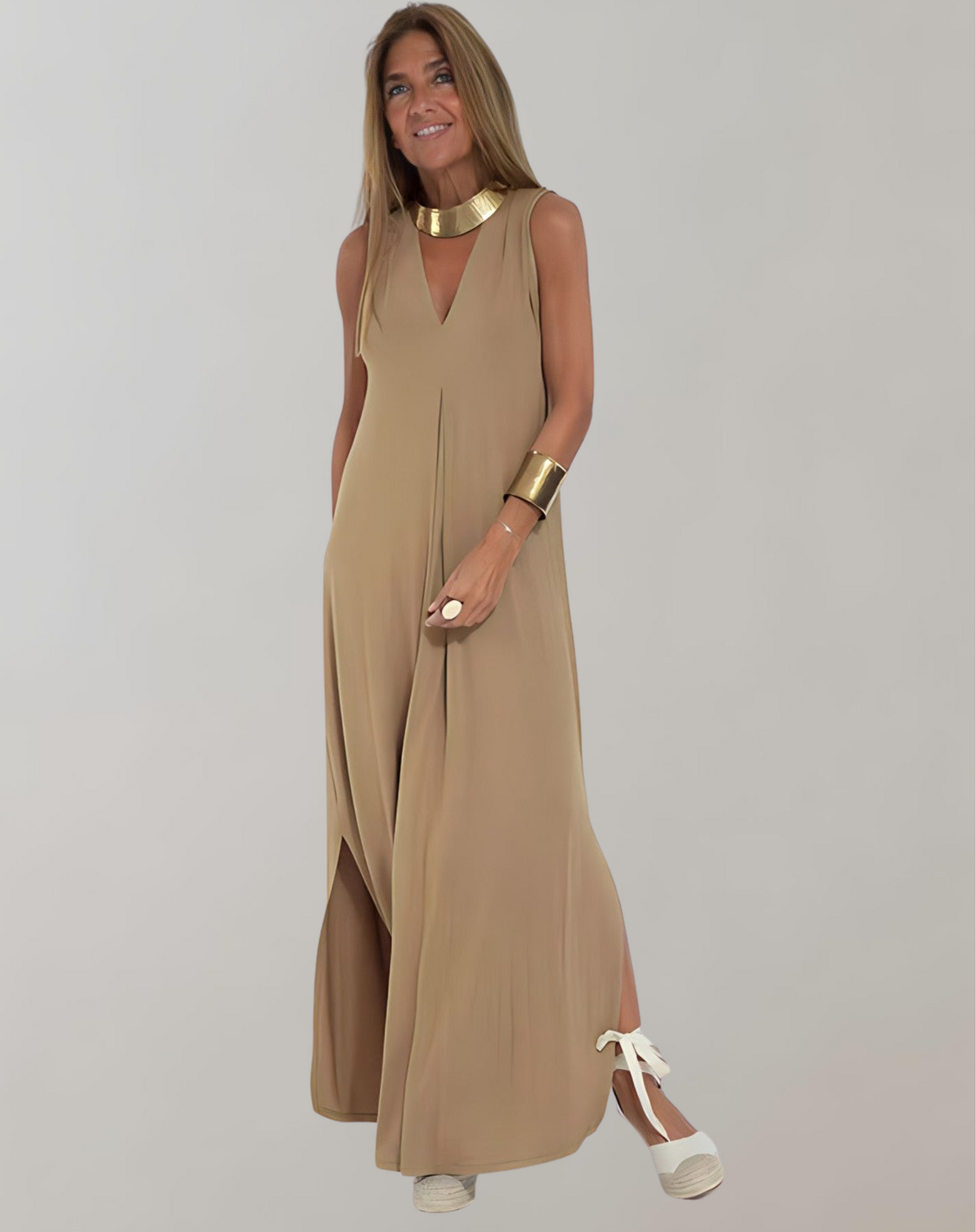 Schlankes Christina Kleid mit V-Ausschnitt