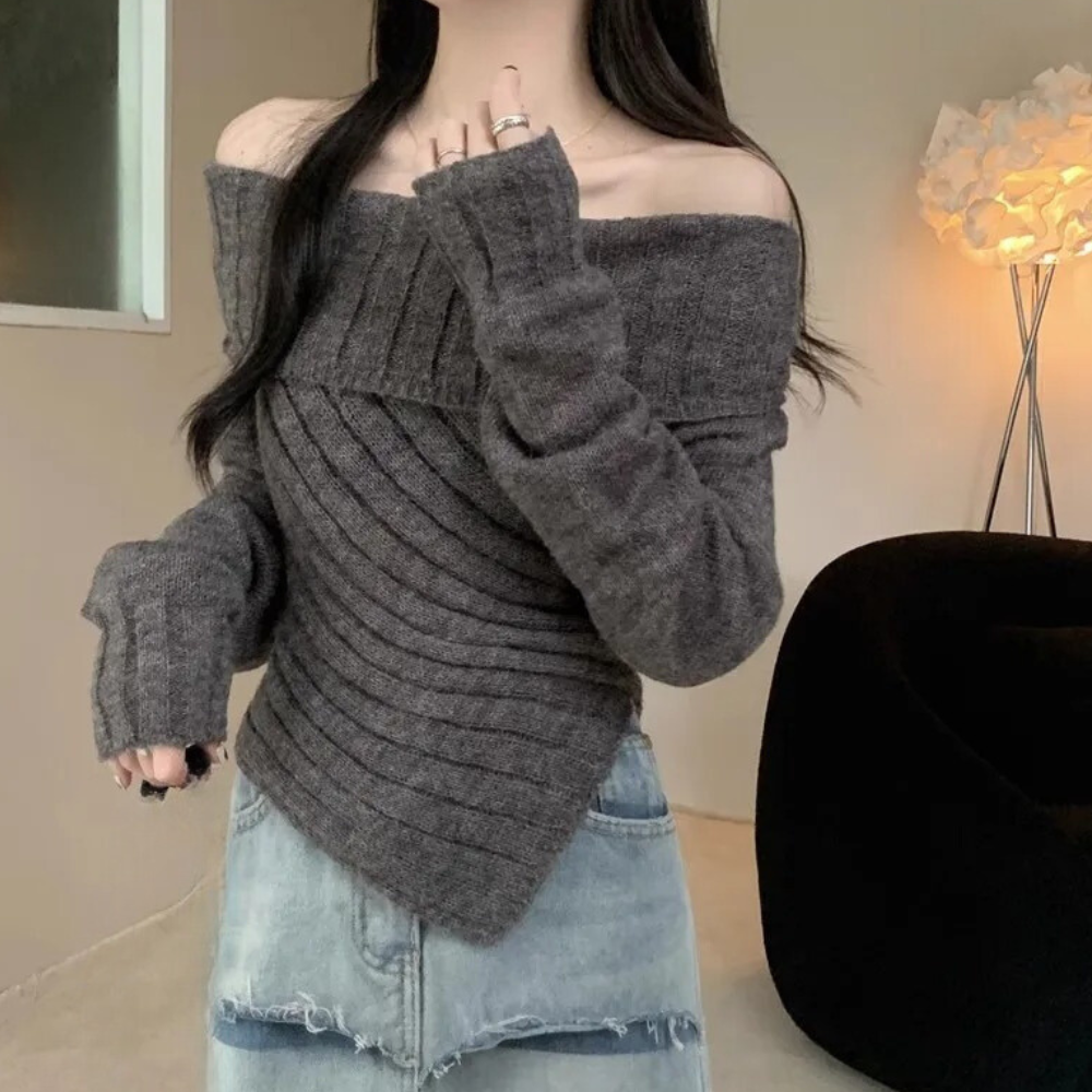 Schulterfreier Damen-Strickpullover der Rosalina Kollektion
