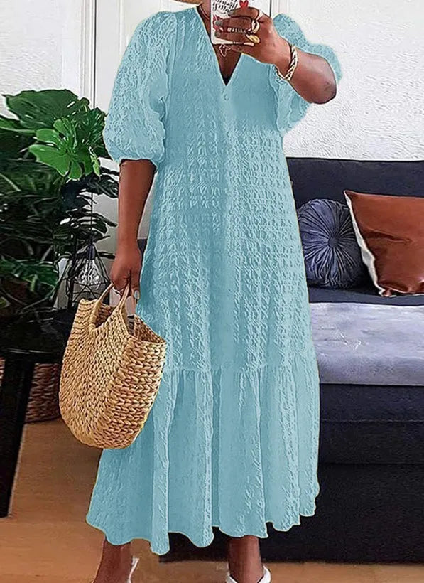 Senta: Figurbetontes Maxikleid mit V-Ausschnitt in großen Größen