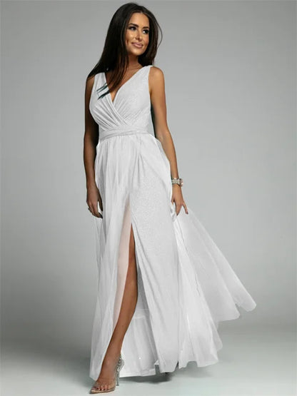 Variant image for Thea™ – Damen Kleid Hochzeitsgast mit V-Ausschnitt und Glamourösen Details-26