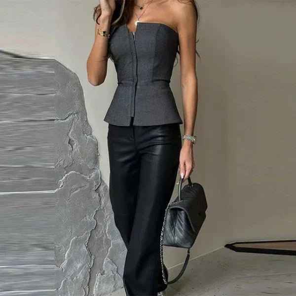 ChicStyle™ – Damen Rückenfreies Oberteil Elegante Vielseitigkeit mit Reißverschluss 1