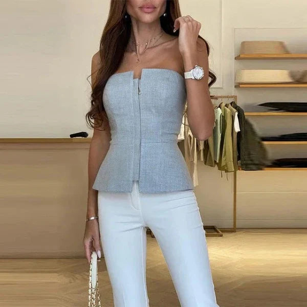 ChicStyle™ – Damen Rückenfreies Oberteil Elegante Vielseitigkeit mit Reißverschluss 6